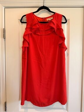 Sleeveless Ruffle Shift Dress - Orange